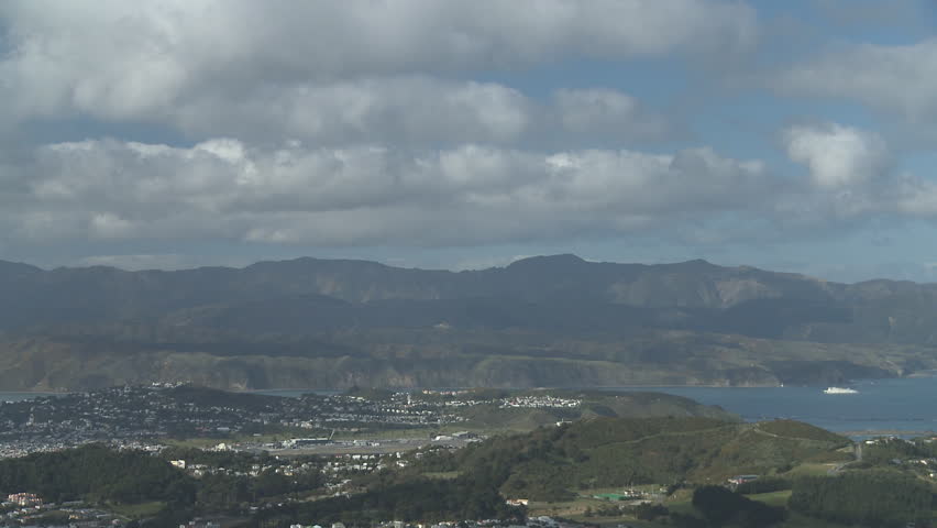 Time lapse clouds moving over Wellington,  New Zealand
