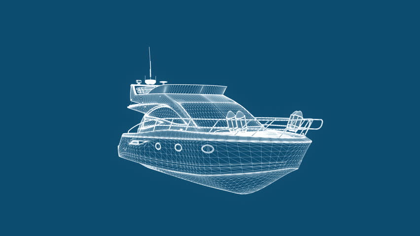 Blueprint recreational boat,seamless loop