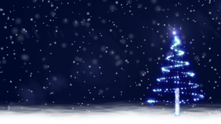 Snow Scene with Glowing Baubles on a Christmas Tree - Animated Abstract