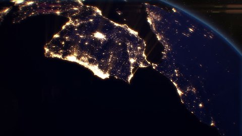 Night Cities from the Satellite. Europe. NASA Photo. HD 1080.