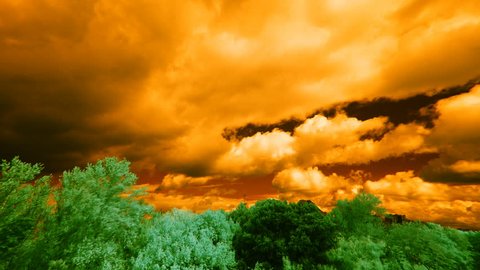orange sky and green trees, infrared time lapse,
infrared filter 680 nm