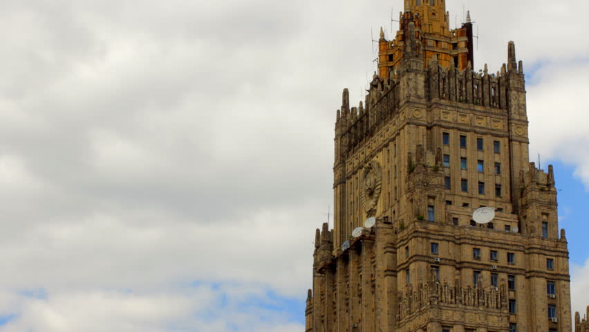 Ministry of Foreign Affairs buiding in Moscow Russia time lapse