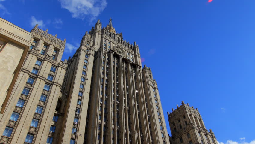 Ministry of Foreign Affairs buiding in Moscow Russia time lapse