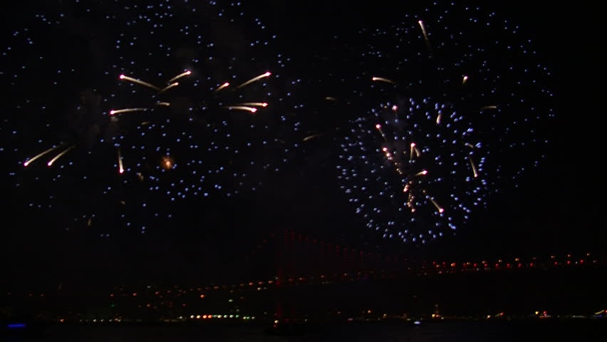 beatiful real fireworks inculed audio (more than +10) Istanbul Bosphorus Bridge