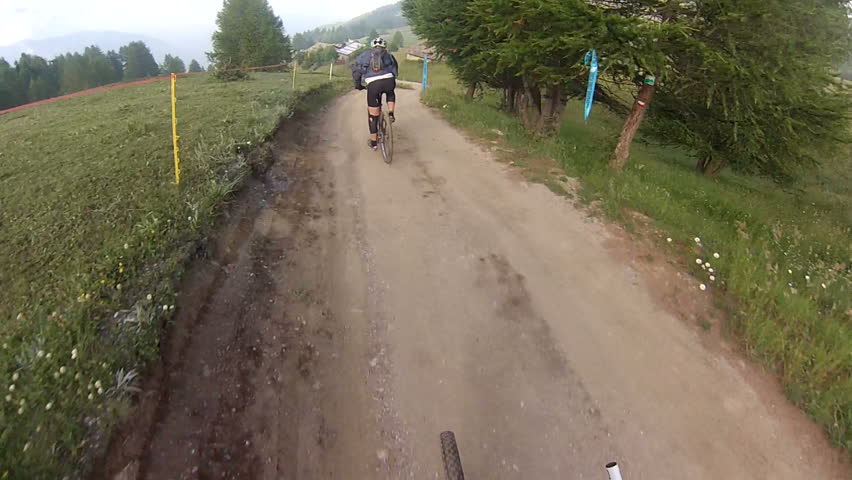 downhill on a bicycle