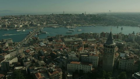 Aerial view of Galata Tower, Istanbul, Turkey