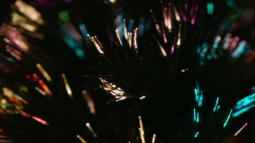 Close up multi color fiber optic Christmas Tree Lights.
