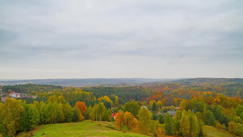 autumn landscape, time-lapse, pan