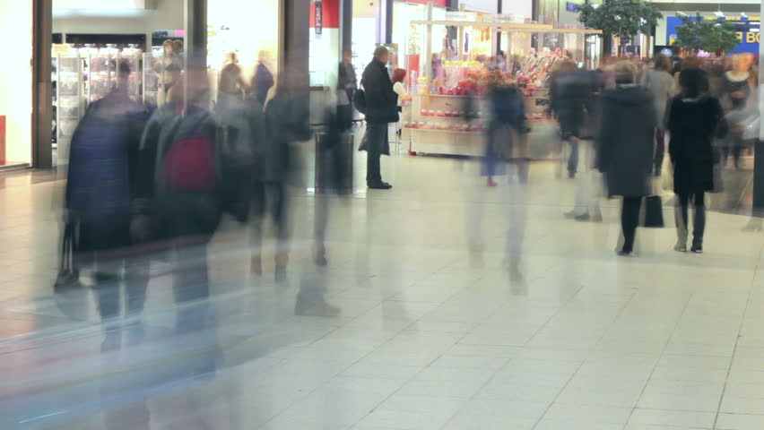 traffic people in mall shopping center hd  time lapse 