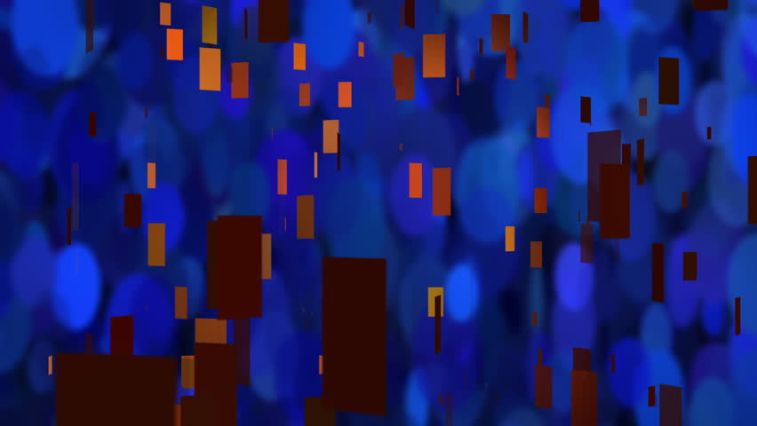 Looping clip of rotating orange rectangles and blue ellipses, suitable for use