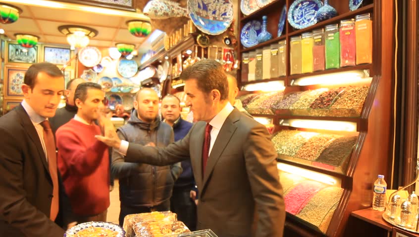 ISTANBUL - NOV 30: Mustafa SARIGUL mayor of Sisli district visits Spice Market