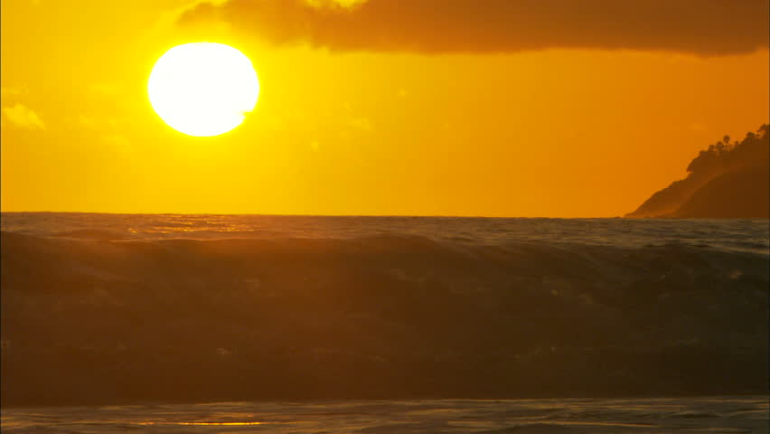Close up shot of a beautiful Malibu sunset 