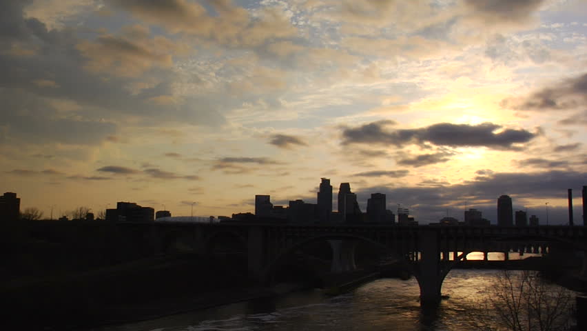 Timelapse shot at dusk of Downtown Minneapolis, MN
