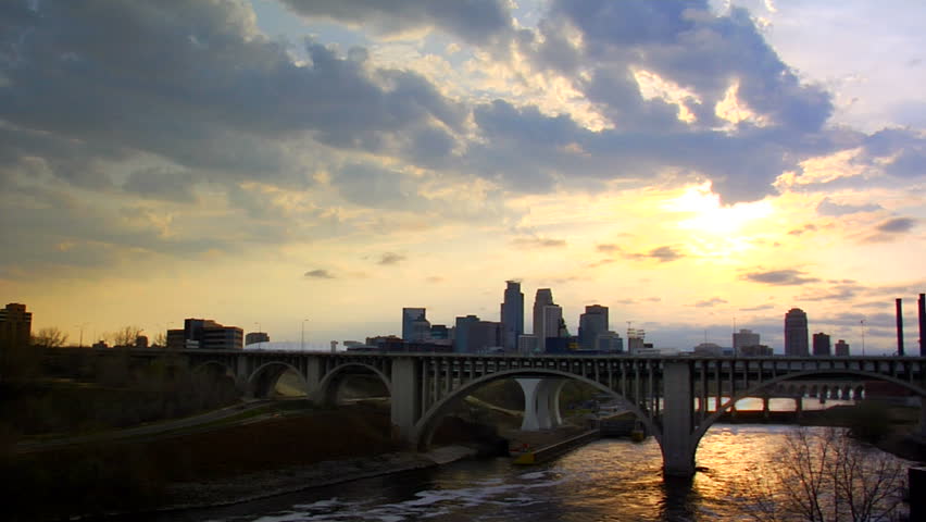 An awe inspiring timelapse shot of downtown Minneapolis, MN.  The colors are