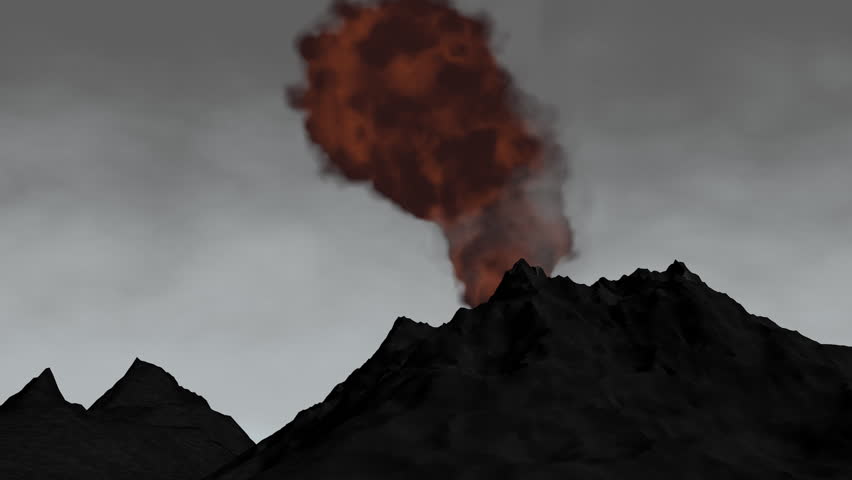 3D animation volcano eruption.