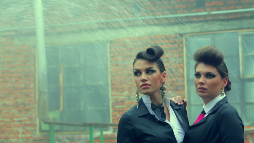 Two Girl under Rain