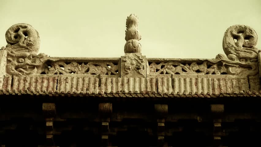 China stone arch & Carved stone dragon in front of ancient city gate. gh2_02822