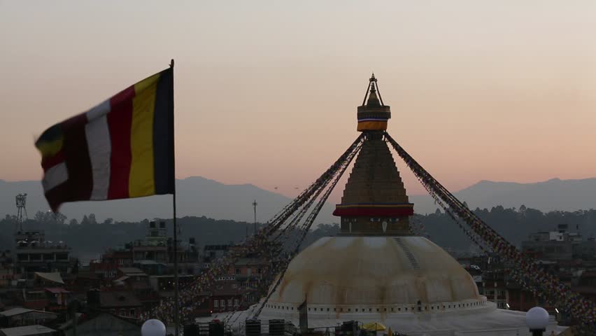 Stupa Boudhanath in evning time in Kathmandu, Nepal. (HD) 