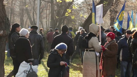DNIEPROPETROVSK - DEC 01: Protest action in Dnepropetrovsk. Rally in support of Kiev Evromaydana on December 1, 2013 in Dniepropetrovsk, Ukraine.
