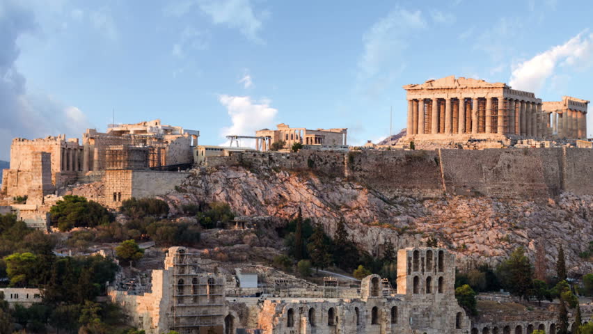 Parthenon temple on Athenian Acropolis, Athens, Greece - timelapse Royalty-Free Stock Footage #5178623