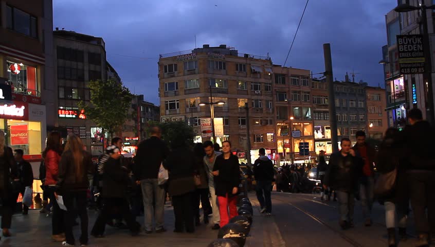 ISTANBUL - NOV 17: Shopping street of Altiyol, Kadikoy at evening on November