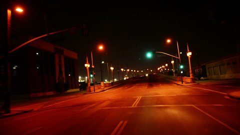 Driving POV Timelapse 49 LA Downtown Bridge at Night