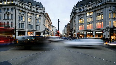 UK, England, London, Oxford Circus, Oxford Street and Regent Street, Christmas Lights (Time Lapse)