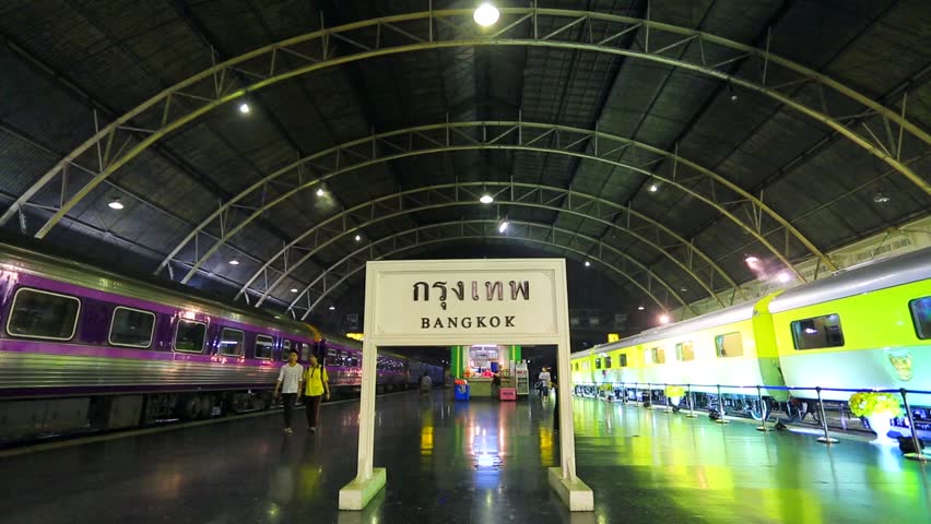 BANGKOK DECEMBER 4, 2013: Trains at Hua Lamphong Railway Station (Bangkok