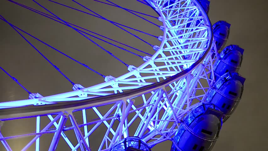 LONDON, UNITED KINGDOM - DECEMBER 1, 2013: Close up night view of London Eye
