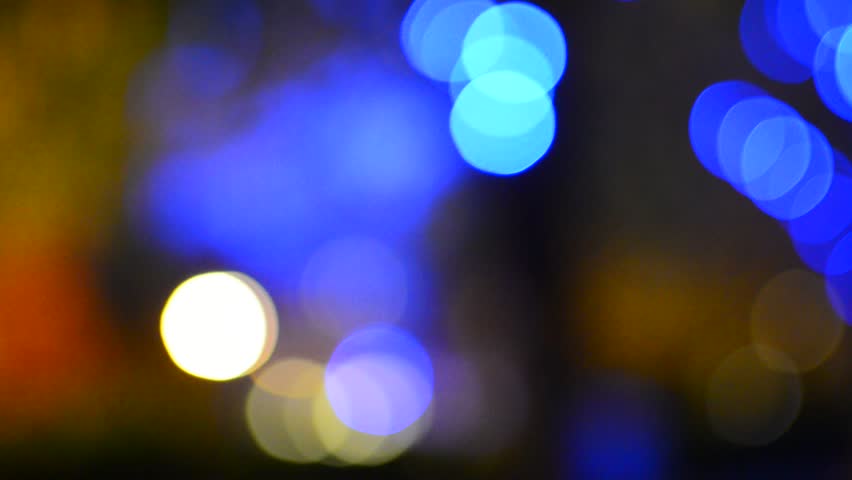 blue circle bokeh lights and reflection, abstract motion background, HD 1080