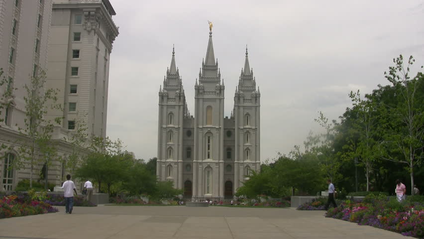Video of Mormon Temple in Salt Lake City Utah. Church of Jesus Christ of Latter-Day Saints, Mormon. Religious belief of LDS Church. Visitors Center.  Rekindle Photo.