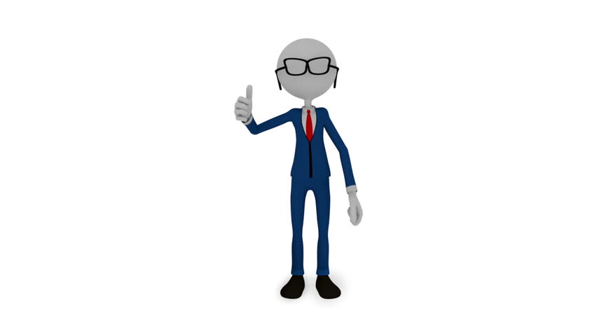 3D Man & success - He agrees with thumbs up 