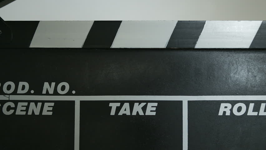 Clapper Board close up slamming shut, filmed on the Blackmagic Cinema Camera.