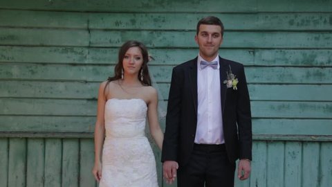 beautiful Wedding couple has fun Stock Video