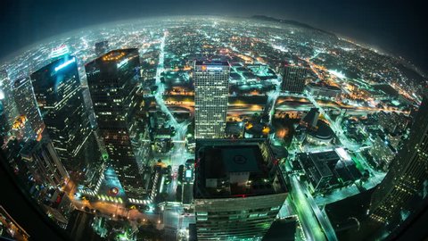 Time Lapse Overview of Los Angeles at Night - 4K - 4096x2304 UHD, Ultra HD resolution