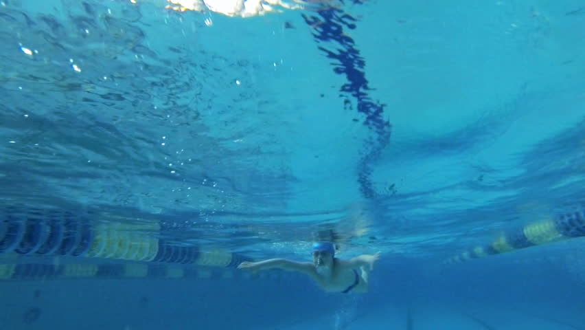 Beautiful underwater slow motion view of swimming breaststorke style