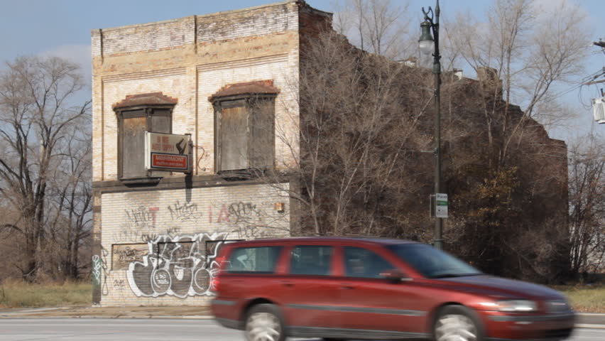 DETROIT - CIRCA NOVEMBER 2013: An abandoned building in the Corktown neighborhood circa November 2013 in Detroit, Michigan.