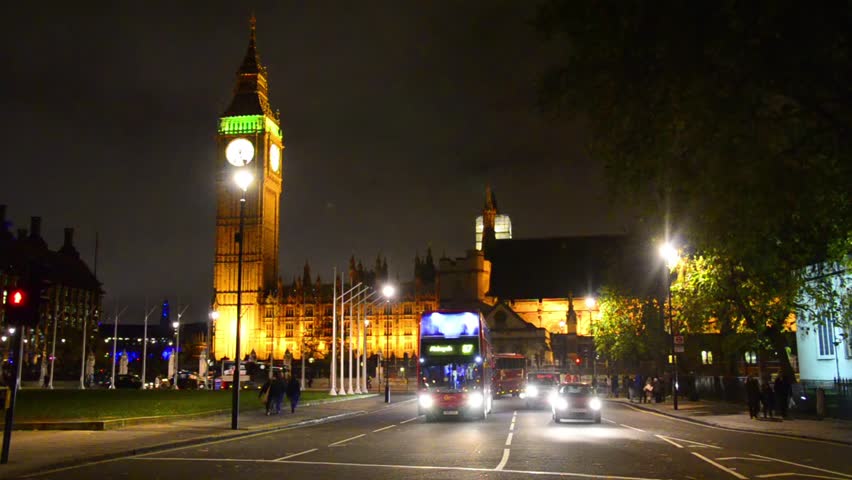 LONDON, UNITED KINGDOM - DEC 1, 2013: Traffic jam near House of Parlament