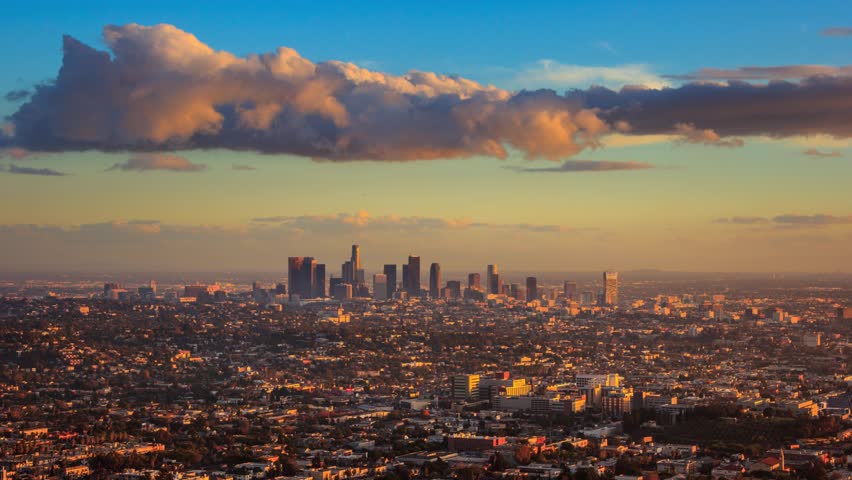 Los Angeles city changing from day to night. Timelapse. Royalty-Free Stock Footage #5212535