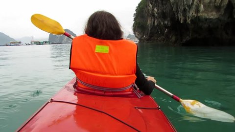 Kayaking in Halong bay, Vietnam