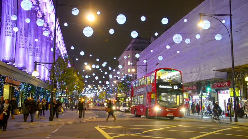 LONDON - DEC 07: Foot traffic on Oxford Street, Dec 07 2013, London, England.