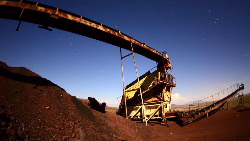Time Lapse Pan of Abandon Mine at Night - 4K, UHD Ultra HD resolution