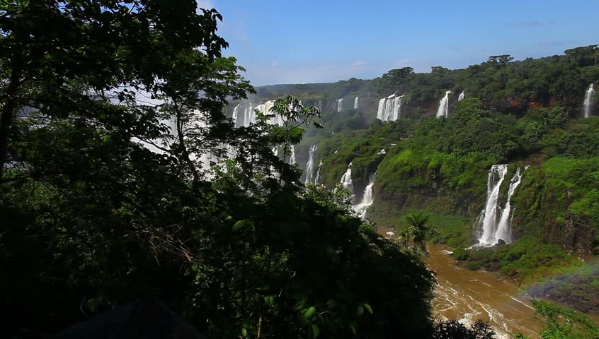 The Iguazu Falls on the border of Brazil and Argentina
