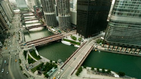 Time Lapse overview of Chicago - 4K - 4096x2304, Ultra HD, UHD resolution AERIAL VIEW