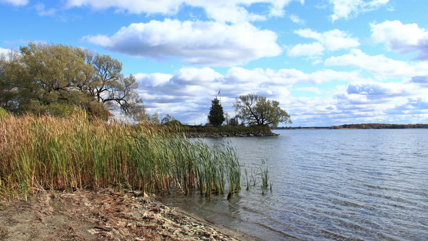Thousand Islands Region Time Lapse. Shoreline along the Saint Lawrence River in