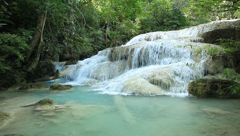 Deep forest waterfall in Thailand (Erawan Waterfall)
