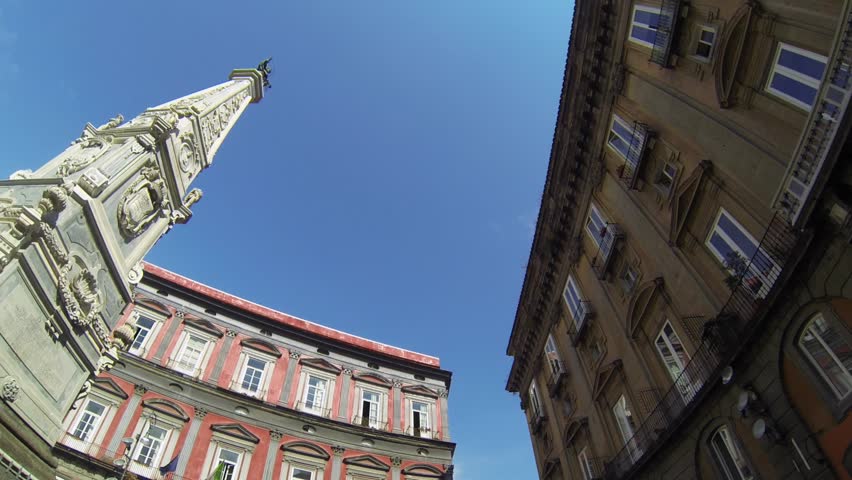 NAPLES, ITALY - CIRCA DECEMBER 2013: Spire in Piazza San Domenico