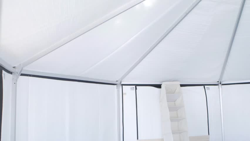 Interior of a tent in an arctic campsite.