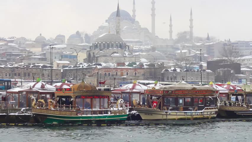 ISTANBUL - JAN 31: Eminonu Coast from Goldenhorn on January 31, 2012 in