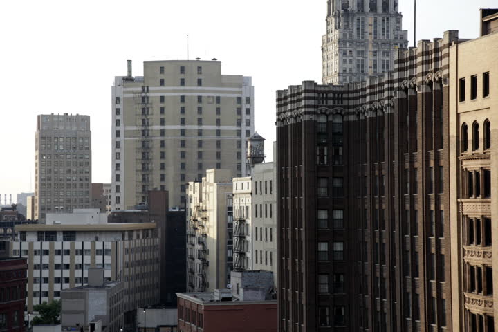 Tall buildings in Downtown Detroit, Michigan, USA